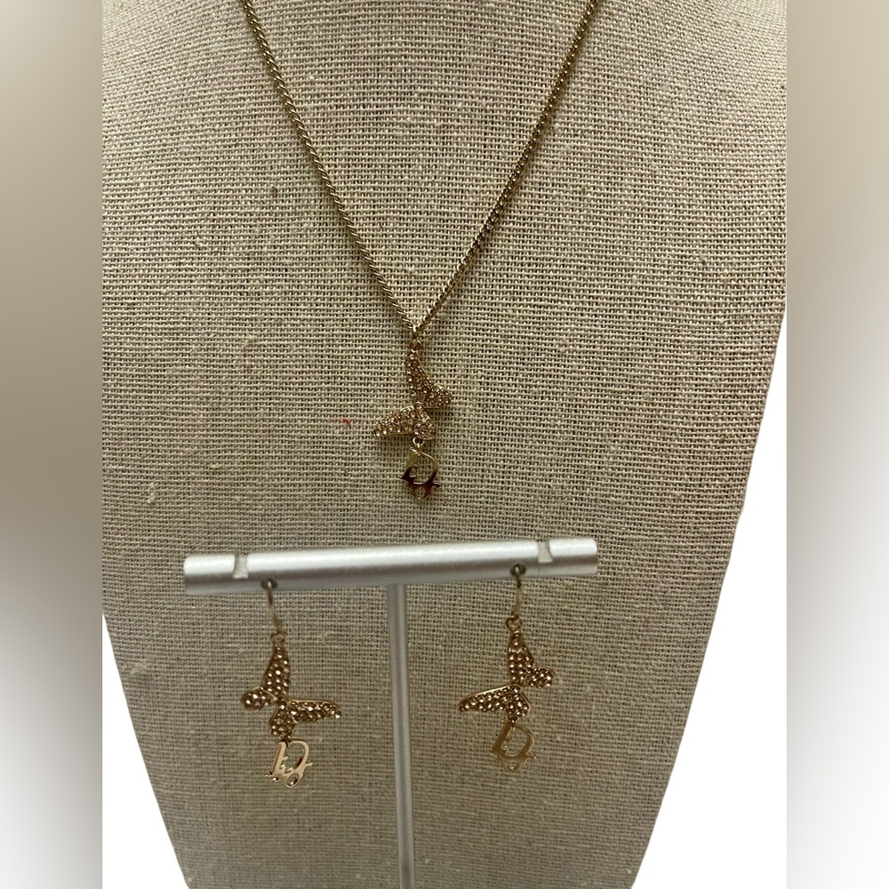 CHRISTIAN DIOR Butterfly Necklace and Earrings Set